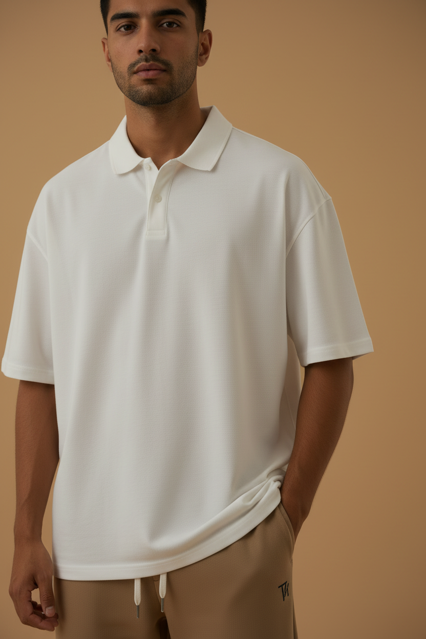 Men's Co-ord Set — Cream Shirt & Light Camel Trouser