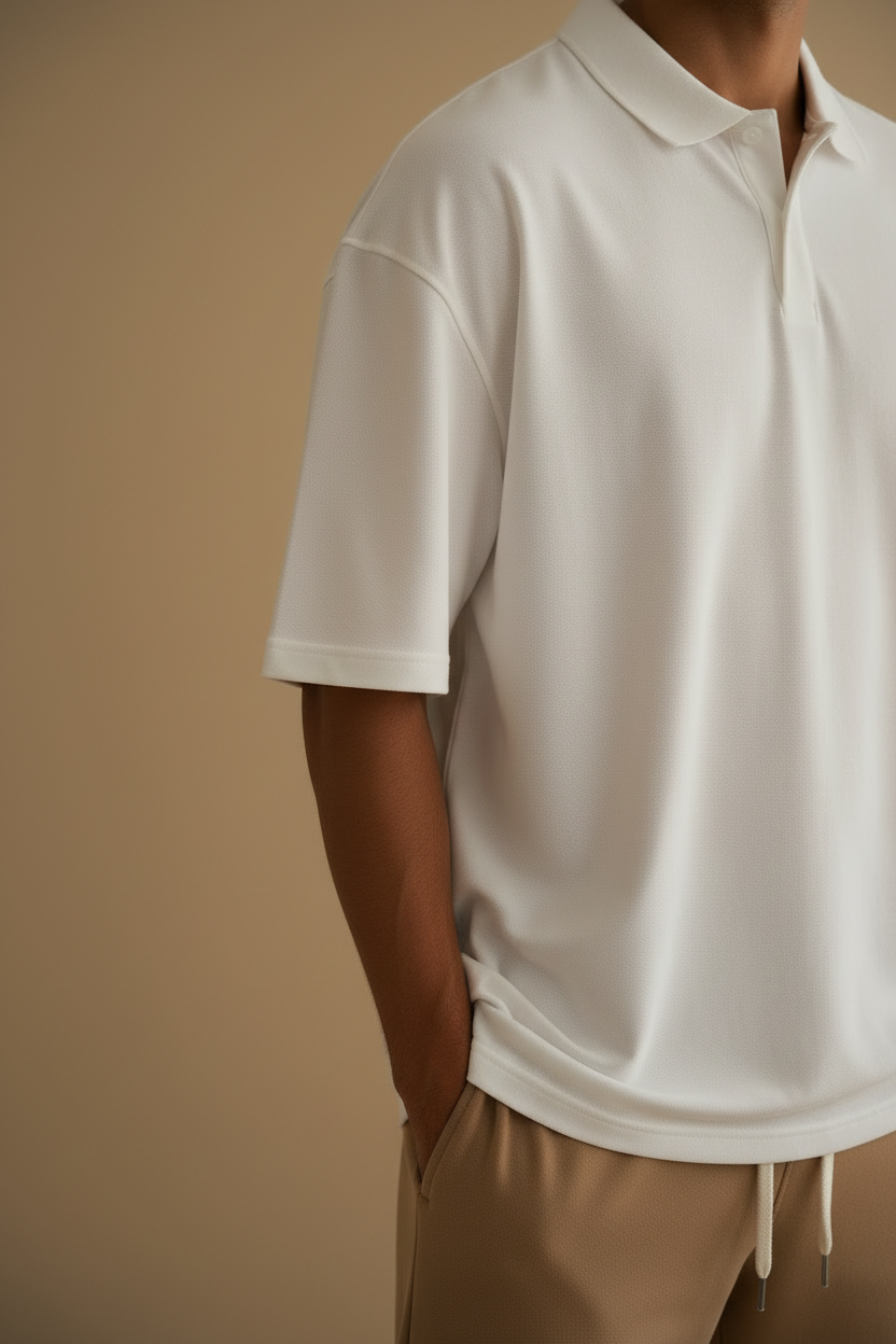 Men's Co-ord Set — Cream Shirt & Light Camel Trouser