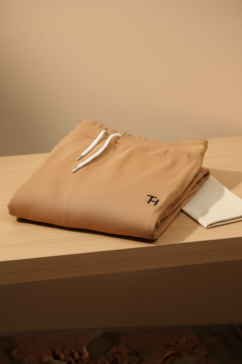 Men's Co-ord Set — Cream Shirt & Light Camel Trouser