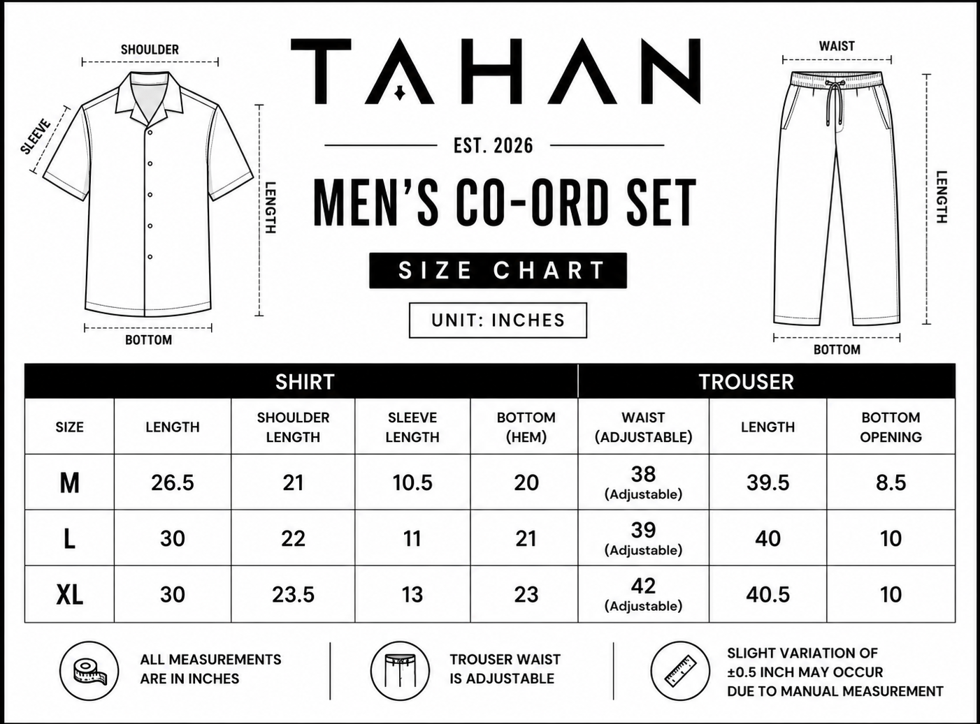 Men's Co-ord Set — Cream Shirt & Light Camel Trouser